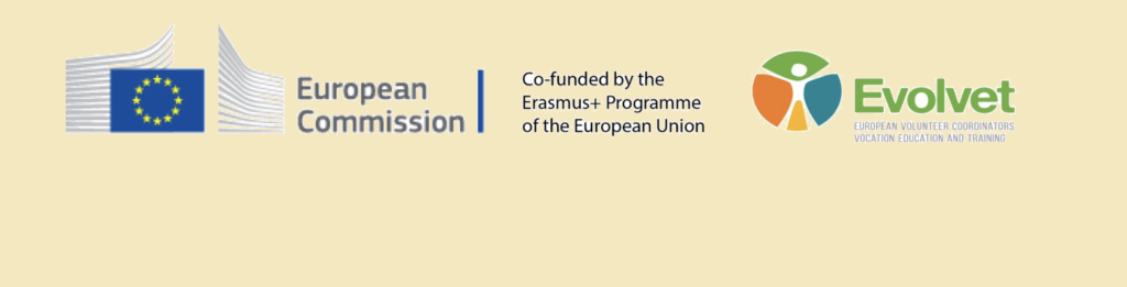 European Commission and Erasmus+ logos with the Evolvet logo on a beige background; text reads 'Co-funded by the Erasmus+ Programme of the European Union'